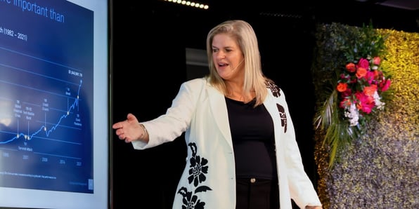 Mary Lundstrom on stage at the Elevate Women's conference